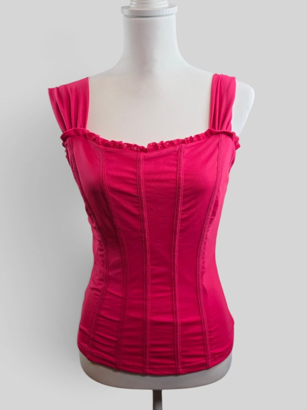 Willow & Root Hot Pink Ruffle Strap Corset Top Size M
